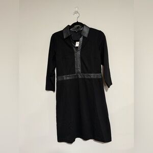 Talbots Faux Leather Trim Ponte Knit Dress Size 8 Petite 8P NWT